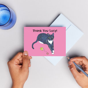Merci chat avec jouet bizarré merci cadeau