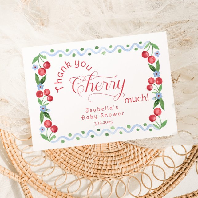Merci Cherry Carte de remerciements beaucoup bleu  (Créateur téléchargé)