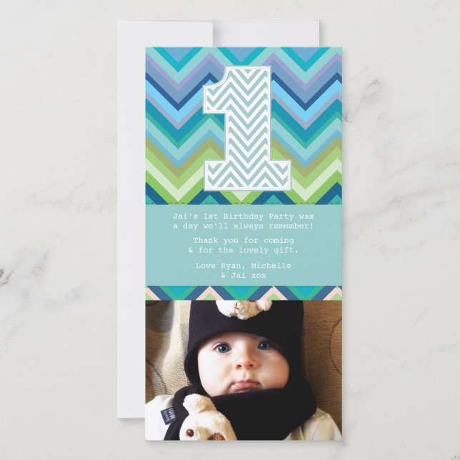 Merci Chevron 1er anniversaire Note Carte photo (Devant)