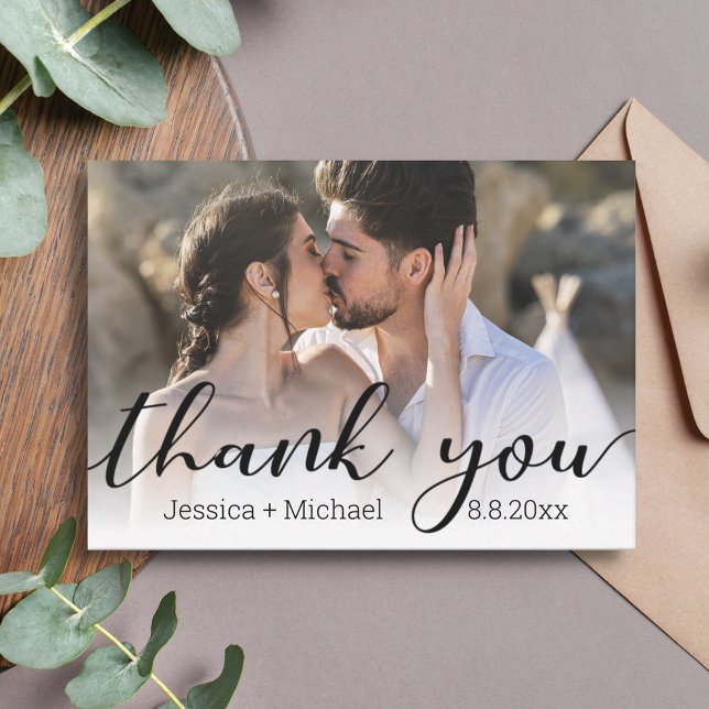 merci chic calligraphie mariage carte photo note (Créateur téléchargé)