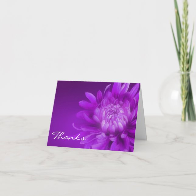 Merci chrysanthème violet carte d'art de fleurs (Devant)