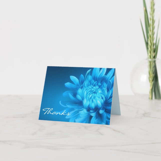 Merci chrysanthemum bleu la carte d'ouverture (Devant)