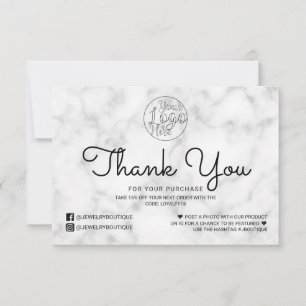 Merci client simple en marbre noir blanc