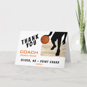 Merci Coach Carte de silhouette de joueur de baske