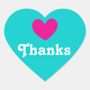 Merci coeur rose aqua blanc stickers
