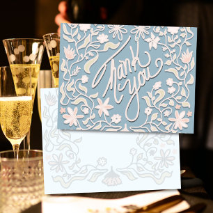 Merci Colonial cartes plates en floral bleu