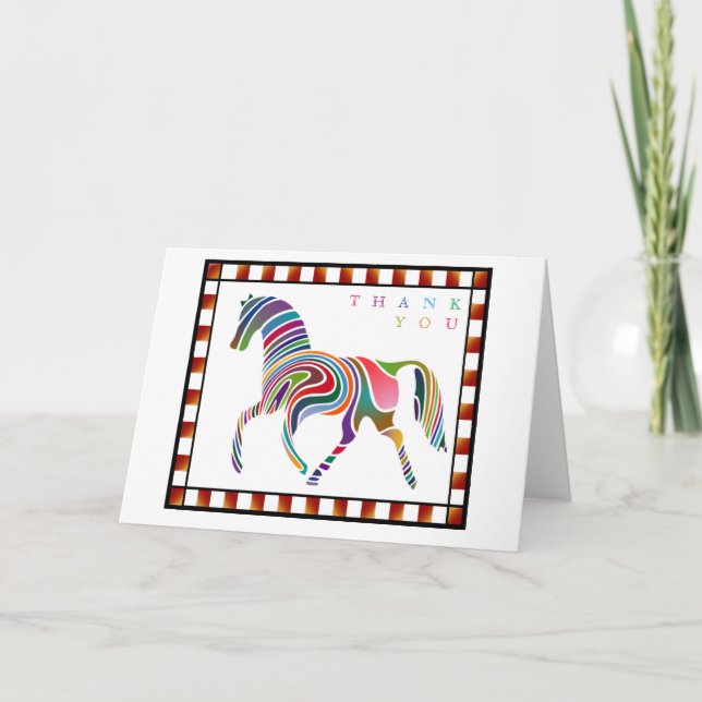 Merci Coloré Cheval Poney avec Bordure Blanc (Devant)