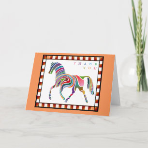 Merci Coloré Cheval Poney avec bordure orange