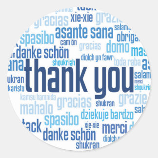 Merci coloré enveloppe bleue autocollant