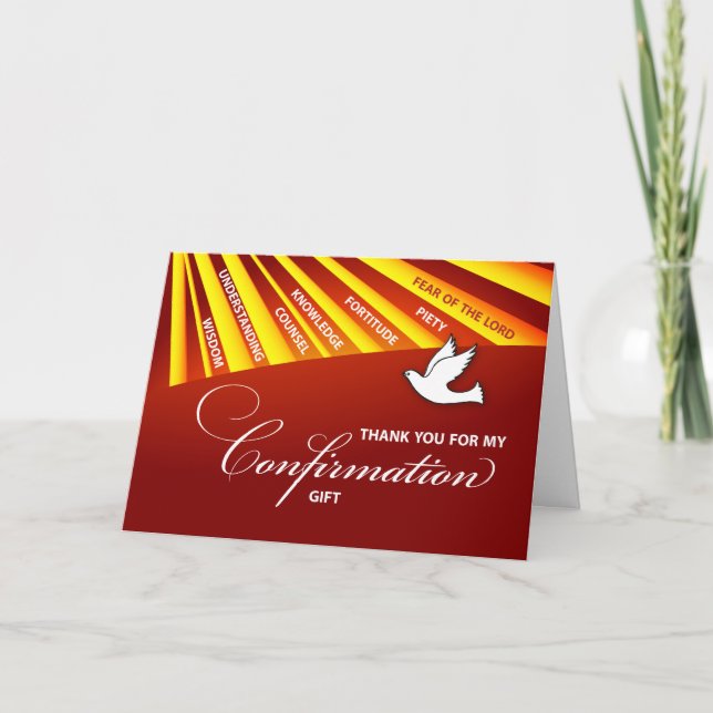 Merci Confirmation Cadeau Gold & Red Rays (Devant)