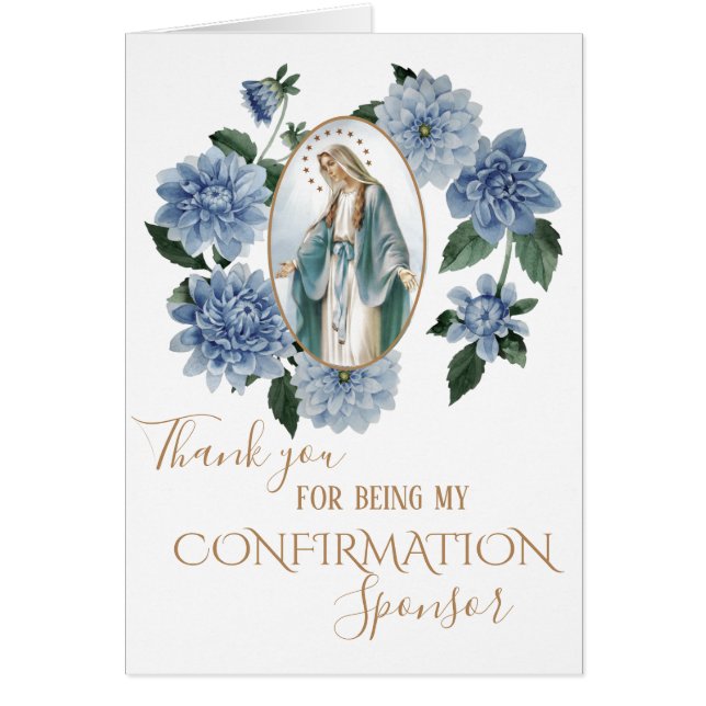 Merci Confirmation Sponsor Virgin Mary Flowers (Devant)