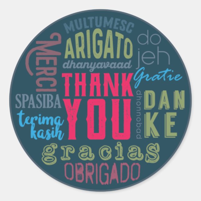Merci Dans De Nombreuses Langues Stickers (Devant)