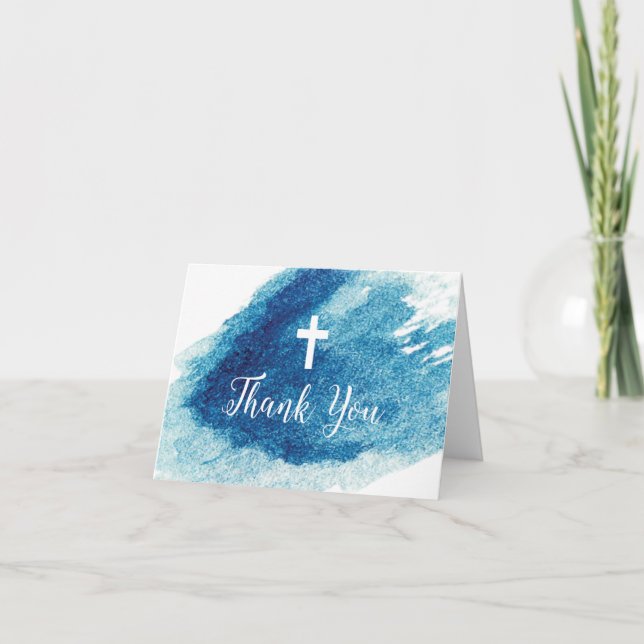 Merci d'aquarelle bleu croisé religieux (Devant)