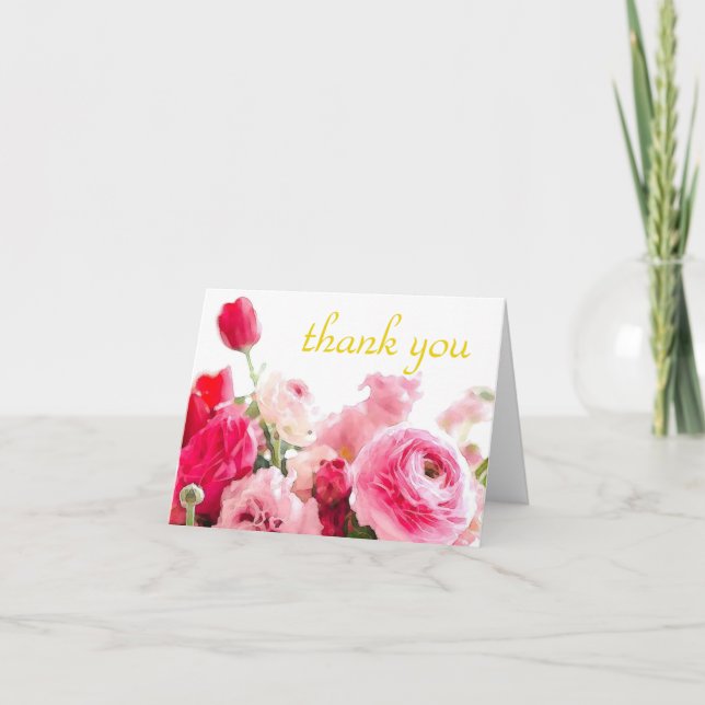 Merci d'aquarelle Roses de script manuscrits (Devant)