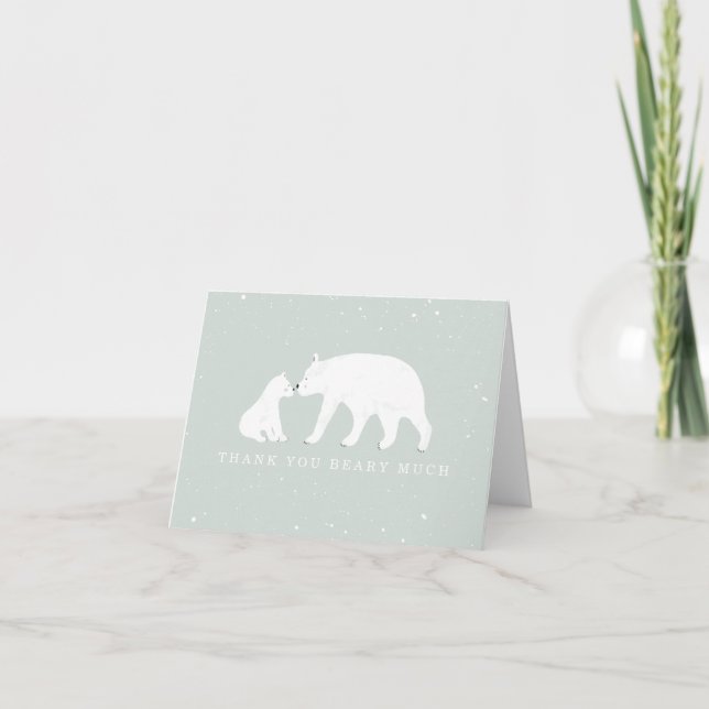 Merci de Baby shower bleu de l'ours polaire Mama B (Devant)