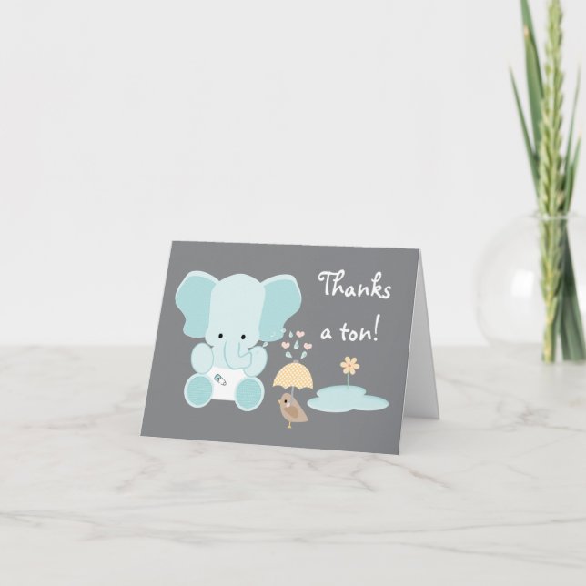 Merci de Baby shower Blue Elephant Diaper (Devant)