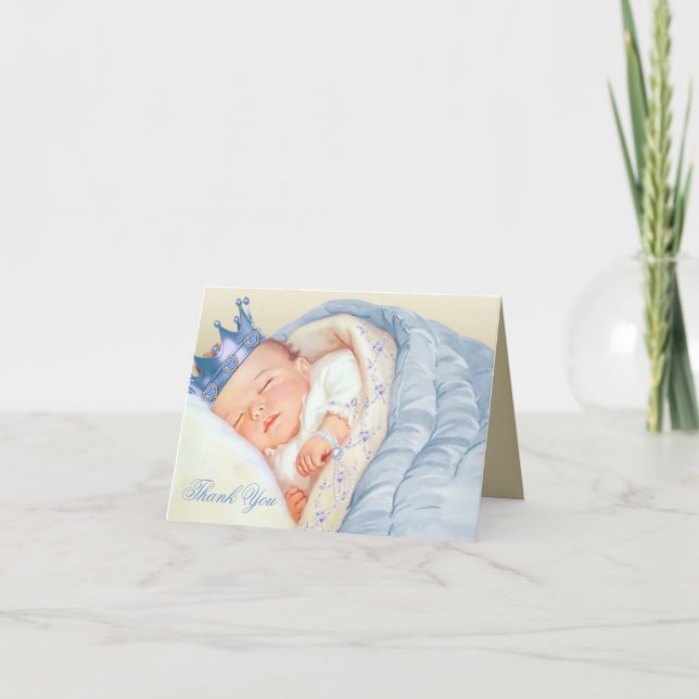 Merci de Baby shower Blue Gold (Devant)