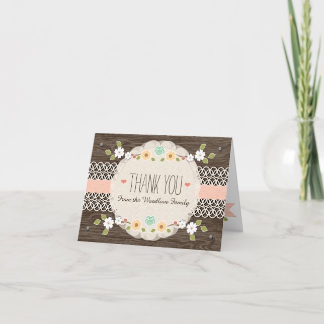 MERCI DE BABY SHOWER BOHO FLORAL ROUSTIQUE BLANC (Devant)