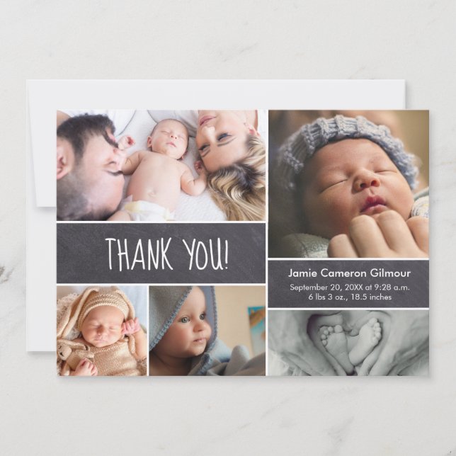 Merci de Baby shower Collage photo personnalisé si (Devant)