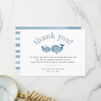 Merci de Baby shower de baleine à eau bleu