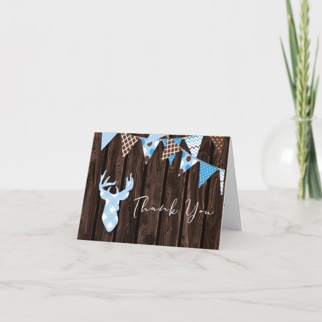 Merci de Baby shower de cerf de mer bleu rustique (Devant)