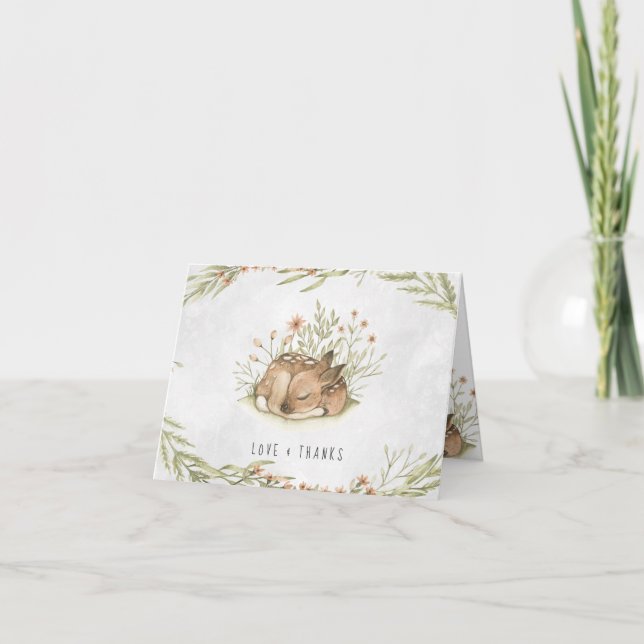 Merci de baby shower de forêt des cerfs communs | (Devant)