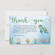 Merci de Baby shower de la tortue de mer de Little