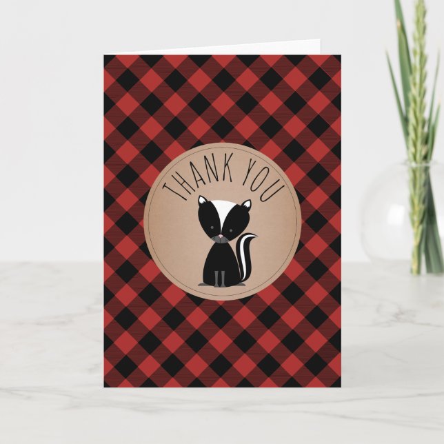 Merci de baby shower de mouffette de plaid de (Devant)