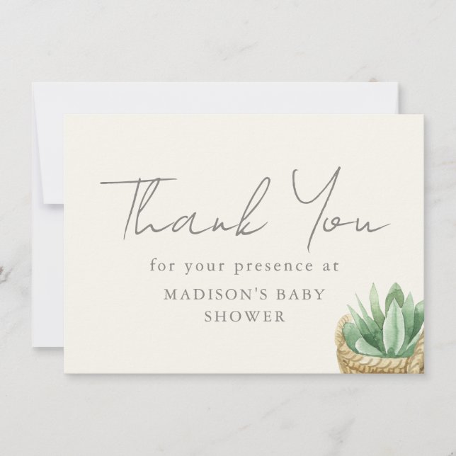 Merci de Baby shower de Plante neutre de Boho (Devant)