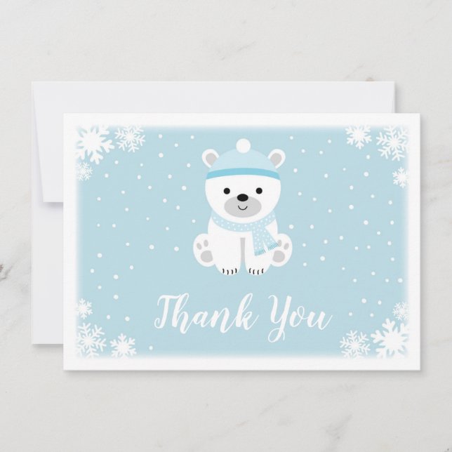 Merci de Baby shower d'ours bleu polaire (Devant)