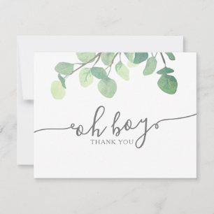 Merci de Baby shower Eucalyptus vert moderne