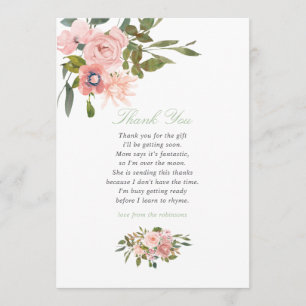 Merci de Baby shower floral Blush et Sage