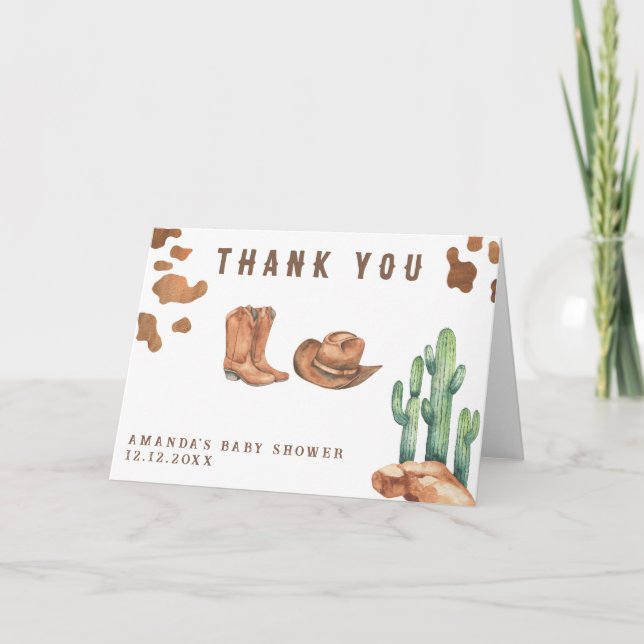Merci de Baby shower Little Cowboy (Devant)