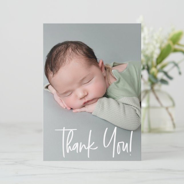 Merci de baby shower pour bébé garçon Faire-part d (Debout devant)