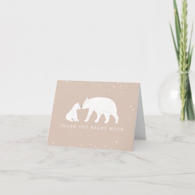 Merci de Baby shower rose pour l'ours polaire de m (Devant)
