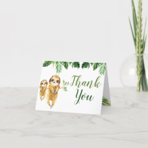 Merci de Baby shower Tropical Boy Sloth replié