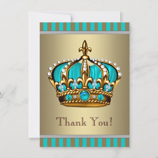 Merci de Baby shower Turquoise Blue Gold (Devant)