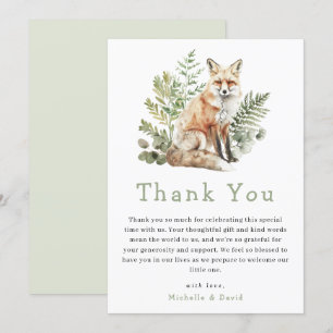 Merci de Baby shower Woodland Watercolor