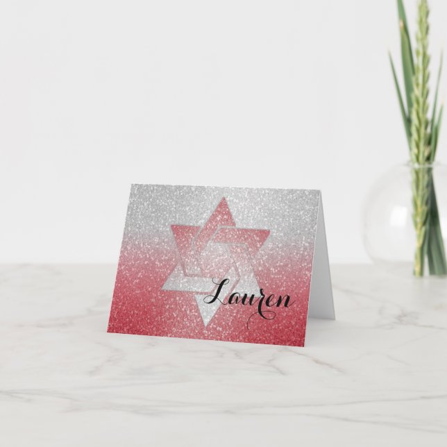 Merci de Bat mitzvah rayonnant rouge  (Devant)