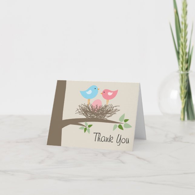 Merci de bébé d'oiseau des oeufs roses et du nid (Devant)