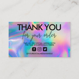 Merci de calligraphie holographique Carte de visit