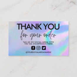 Merci de calligraphie holographique Carte de visit
