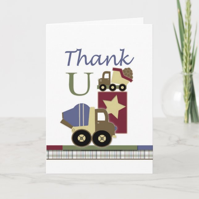 Merci de carte de bébé de construction (Devant)