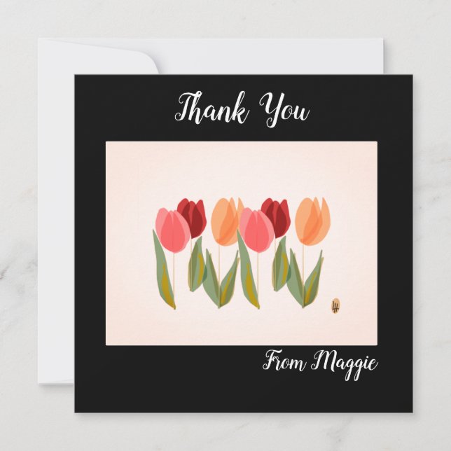 Merci de carte de note avec six tulipes (Devant)