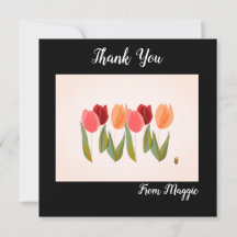 Merci de carte de note avec six tulipes