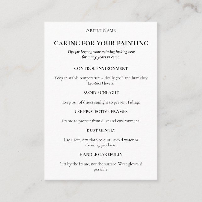 Merci de carte de soins de peinture modifiable (Devant)