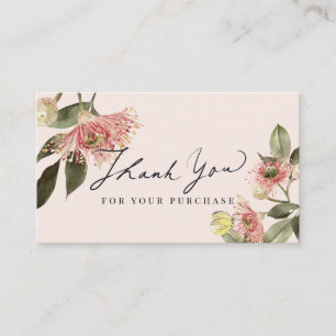 Merci de Carte de visite à script floral rose