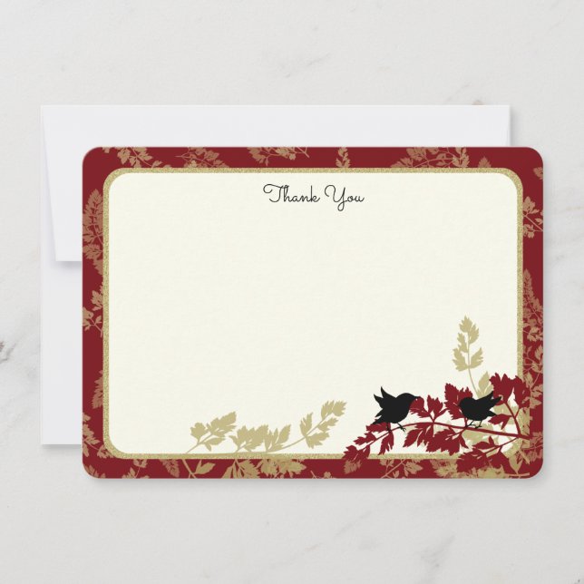 Merci de carte plat de bois et de feuillage (Devant)