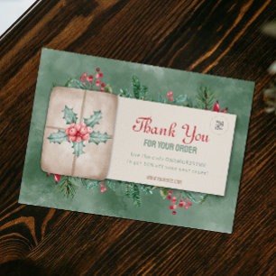 Merci de commander Vintage Retro Green Christmas C