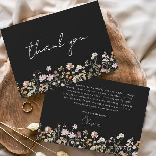 Merci de Fête des mariées Fleur sauvage noir